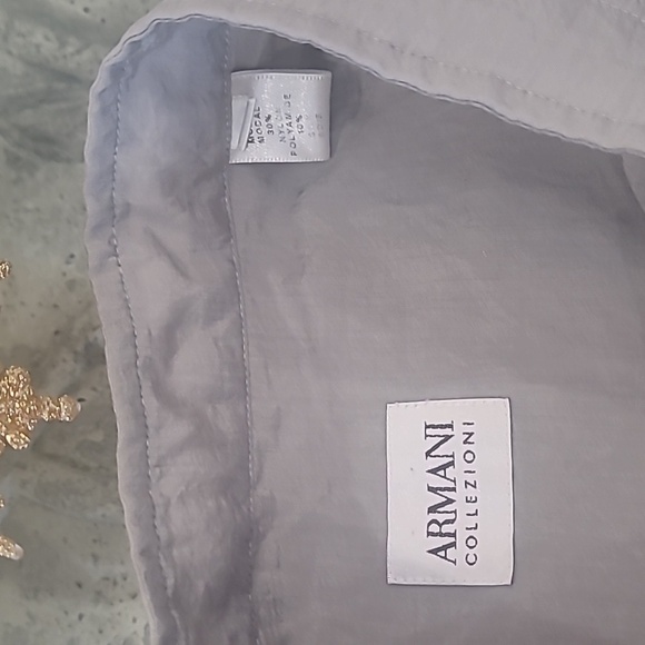 ARMANI COLLEZIONI MEN'S SILK BLEND MANDARIN COLLAR LONG SLEEVE SUMMER SHIRT XL - Picture 6 of 11